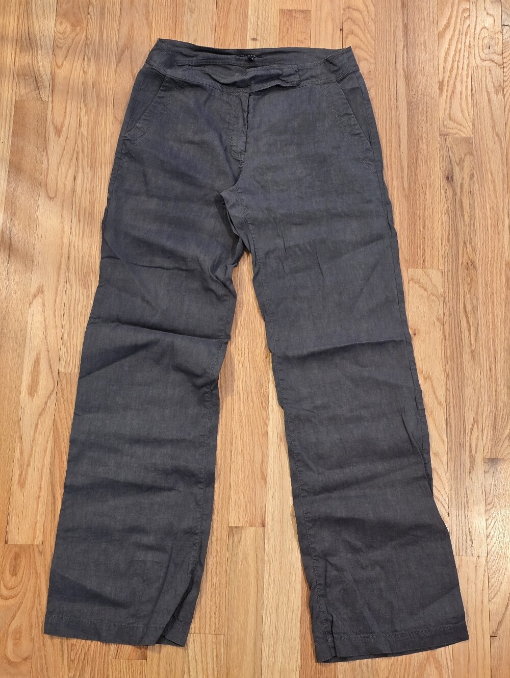 Wide Leg Linen Blend Pants in Charcoal Gray
